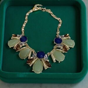 LC Lauren Conrad gold tone multi colored rhinestones- Statement Necklace NWOT